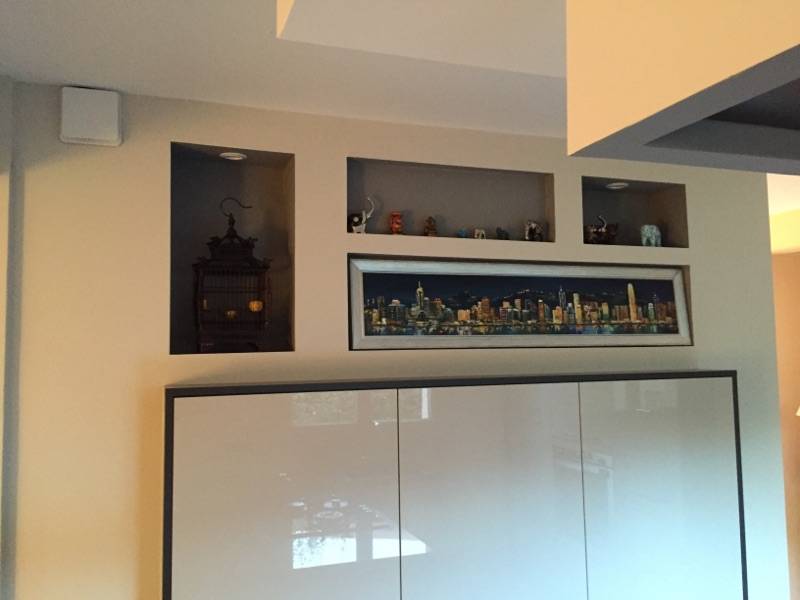 Caisson en placo pour optimiser les rangement d'une grande cuisine