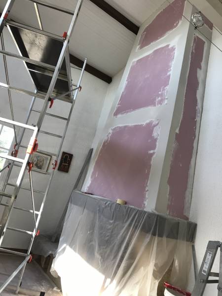 Placage cheminée avec des plaques de plâtres ignifugées sur Saint-lys proche Colomiers