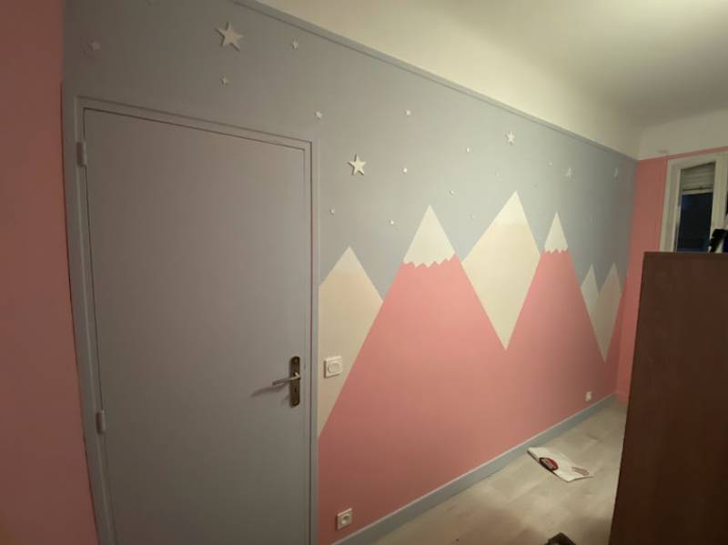 Décoration paysage de montagnes chambre d'enfant 