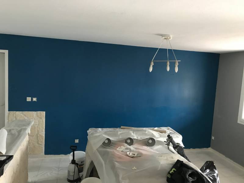 Modernisation de la peinture des murs et plafond d'un salon complet sur la commune de saint-lys